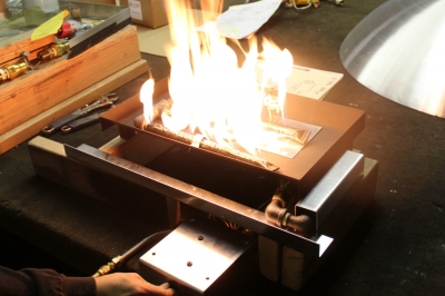 propane pot belly conversion to fireglass fireplace