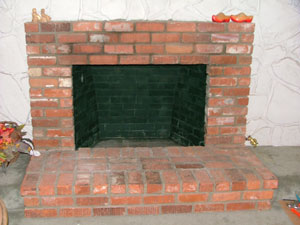 painted brick fireplace 