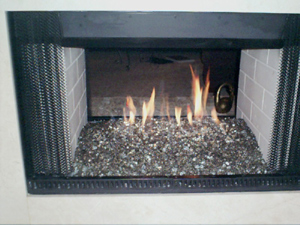 2 way fireplace with fire glass