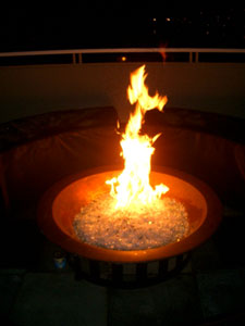 fire bowl with fire glass crystals